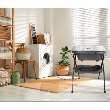 PETITE&MARS - Stalak s kadicom i podlogom za previjanje SPA 3u1 siva