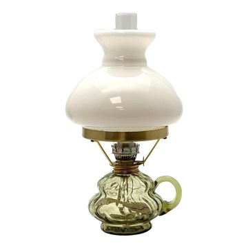 Petrolejska lampa ANNA 33 cm tamnozelena velika s efektom pukotina