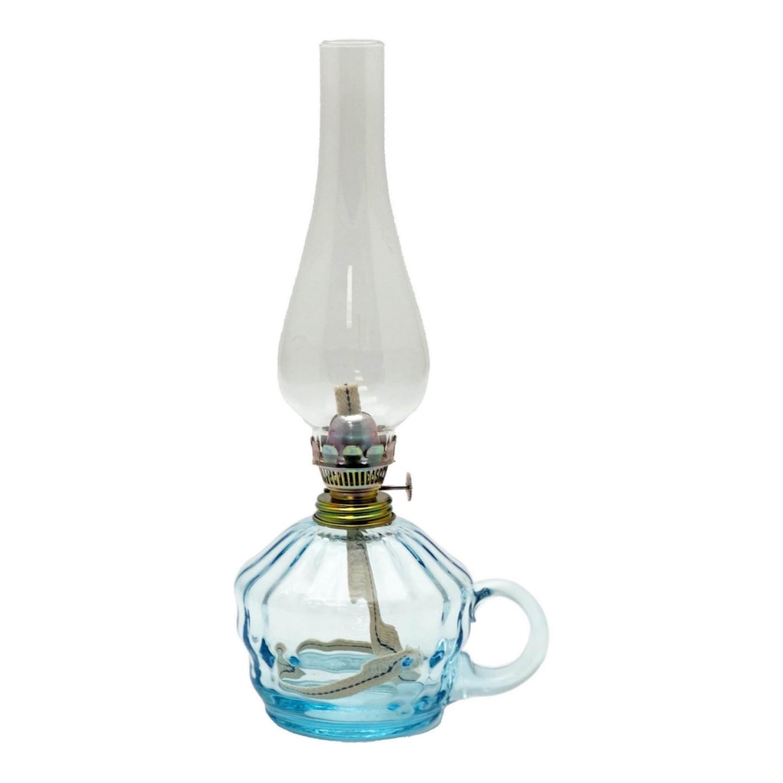 Petrolejska lampa KLÁRA 34 cm akvamarin