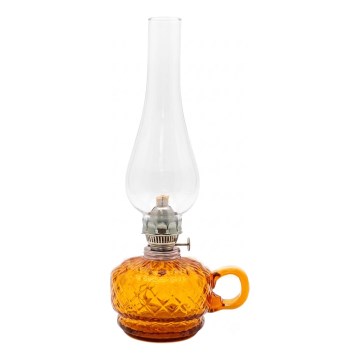 Petrolejska lampa MONIKA 34 cm, jantarni karo uzorak