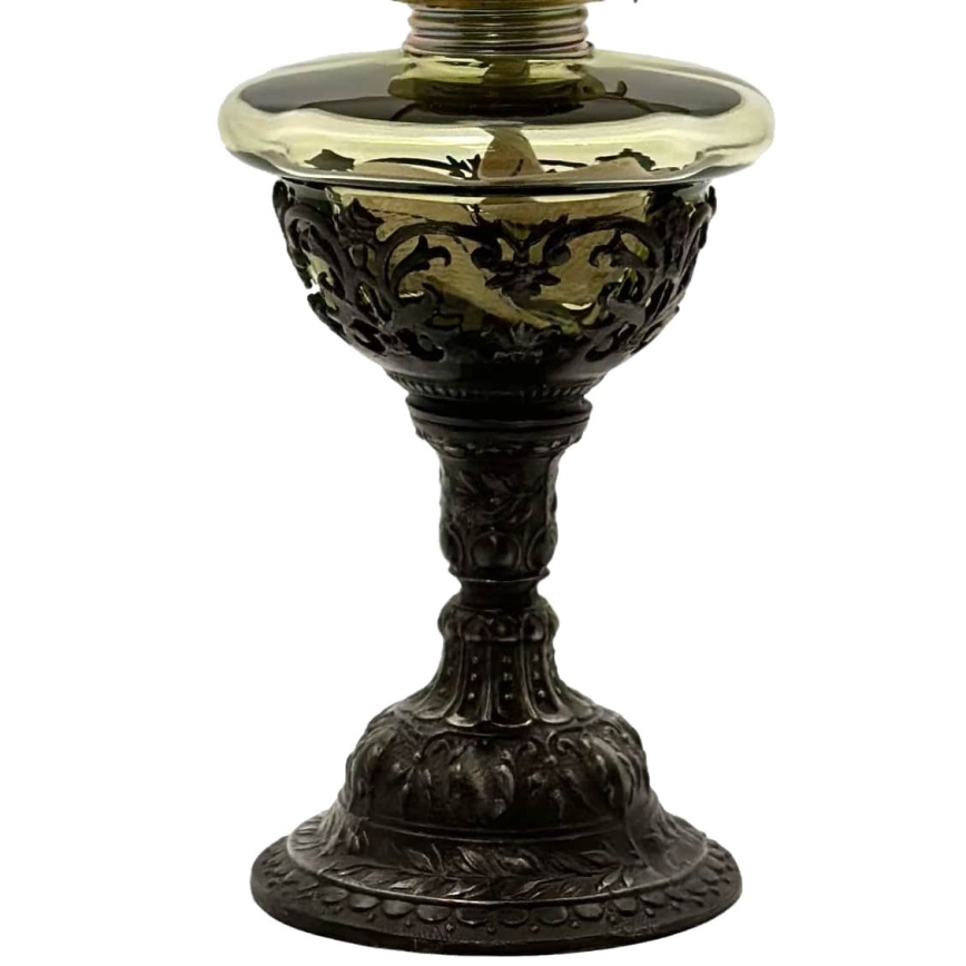 Petrolejska lampa RŮŽENA 50 cm šumska zelena ukrašena kositrom