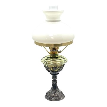 Petrolejska lampa s kosom od kositra 45 cm šumsko zelena