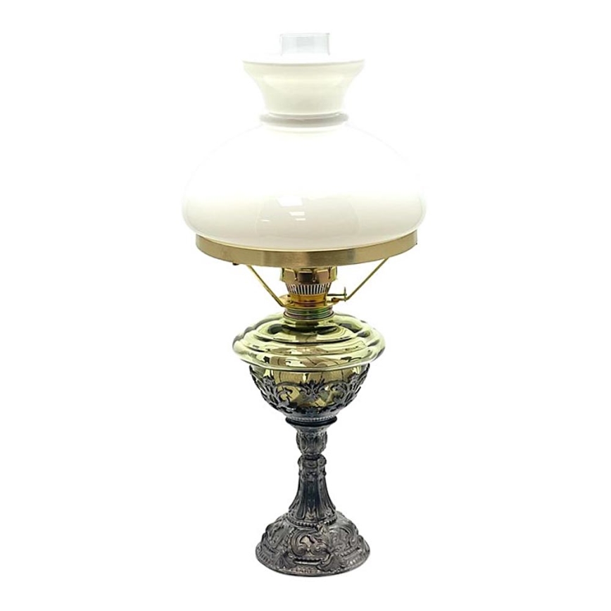 Petrolejska lampa s kosom od kositra 45 cm šumsko zelena