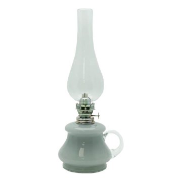 Petrolejska lampa TEREZA 34 cm siva opalna