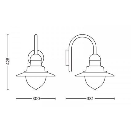 Philips 01652/06/PN - Vanjska zidna svjetiljka MYGARDEN RAINDROP 1xE27/53W/230V IP44