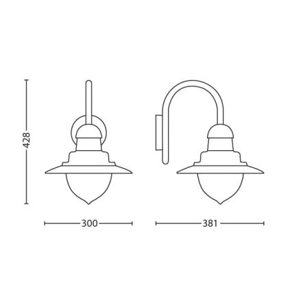 Philips 01652/30/PN - Vanjska zidna svjetiljka RAINDROP 1xE27/60W/230V IP44