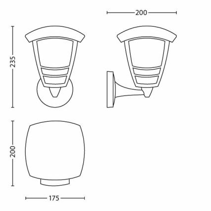 Philips 15380/30/16 - Vanjska zidna svjetiljka MYGARDEN CREEK 1xE27/60W/230V