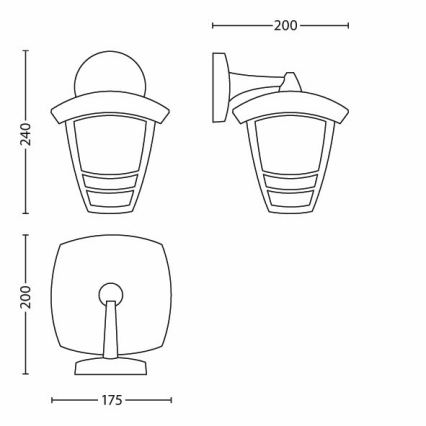 Philips - Vanjska zidna svjetiljka 1xE27/60W/230V IP44