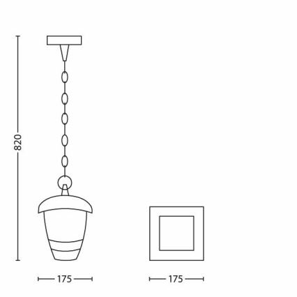 Philips - Vanjski viseći luster 1xE27/60W/230V crna