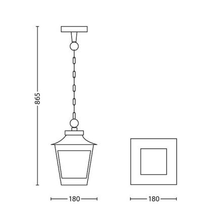 Philips 15406/86/PN - Vanjski luster HEDGE 1xE27/60W/230V IP44