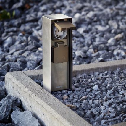 Philips 17108/47/16 - Vanjski stup s utičnicama MYGARDEN ROCK 230V IP44 SCHUKO