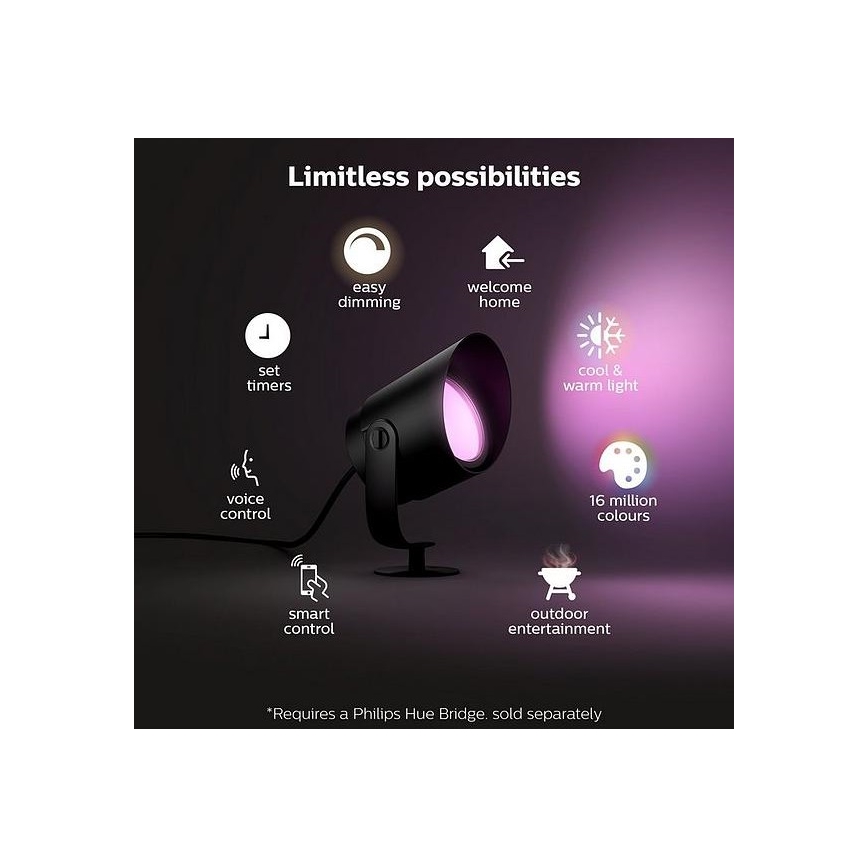 Philips - LED RGB Prigušiva vanjska lampa Hue LILY LED/15W/230V IP65