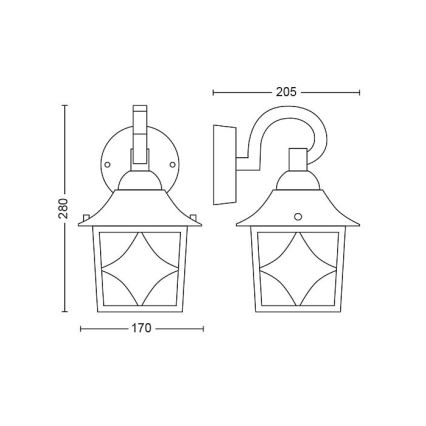 Philips - Vanjska zidna svjetiljka 1xE27/60W/230V IP44