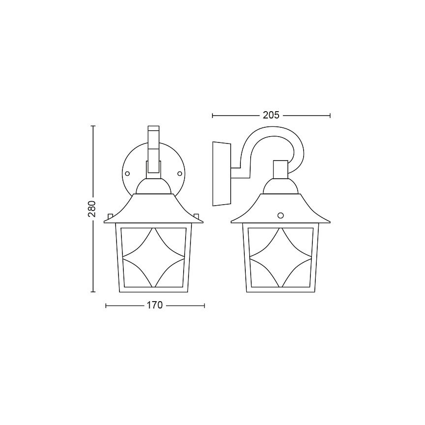 Philips - Vanjska zidna svjetiljka 1xE27/60W/230V IP44