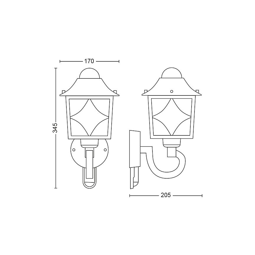Philips - Vanjska zidna svjetiljka sa senzorom 1xE27/60W/230V IP44