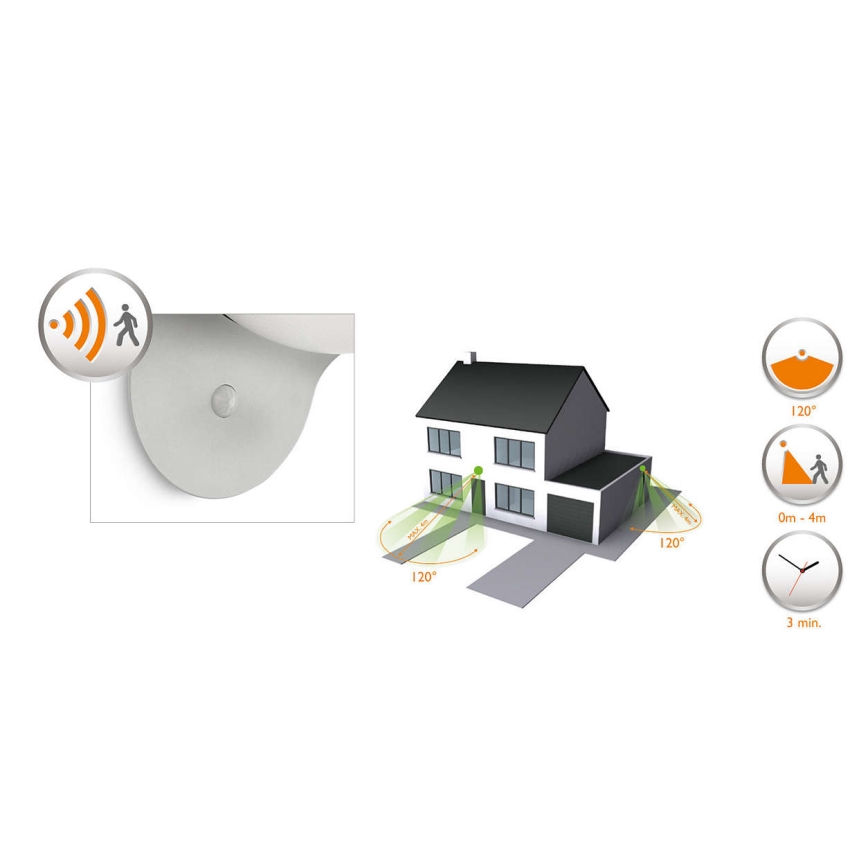 Philips 17808/87/16 - LED Solarna svjetiljka sa senzorom za pokret i dan/noć MYGARDEN DUSK 1xLED/1W/3,7V 2200 mAh IP44