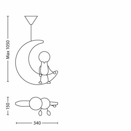 Philips 40092/34/16 - Dječja stropna svjetiljka LUNARDO 1xE27/12W230V II. kvaliteta
