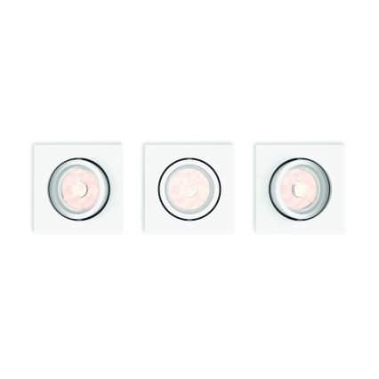 Philips - SET 3x LED RGBW prigušivo ugradno stropno svjetlo 1xGU10/4,8W/230V bijelo + daljinski upravljač