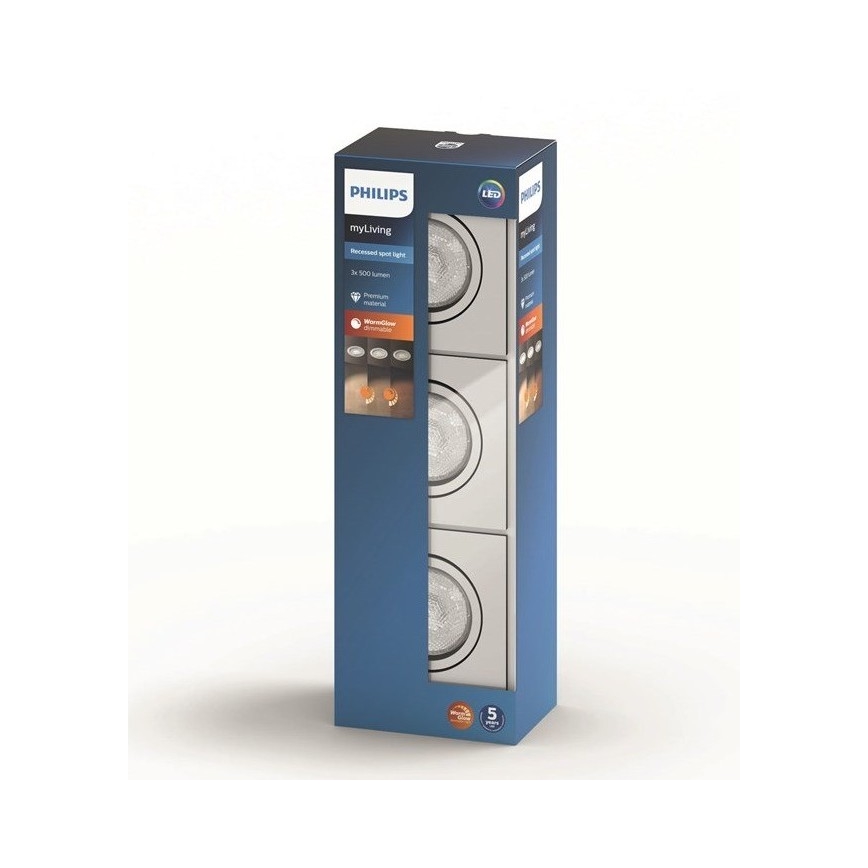 Philips  50393/11/P0 - SET 3x LED Prigušiva ugradbena svjetiljka SHELLBARK LED/4,5W/230V