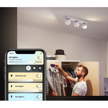 Philips - LED prigušivačka točkastog svjetla Hue BUCKRAM 3xGU10/5W/230V + daljinski upravljač