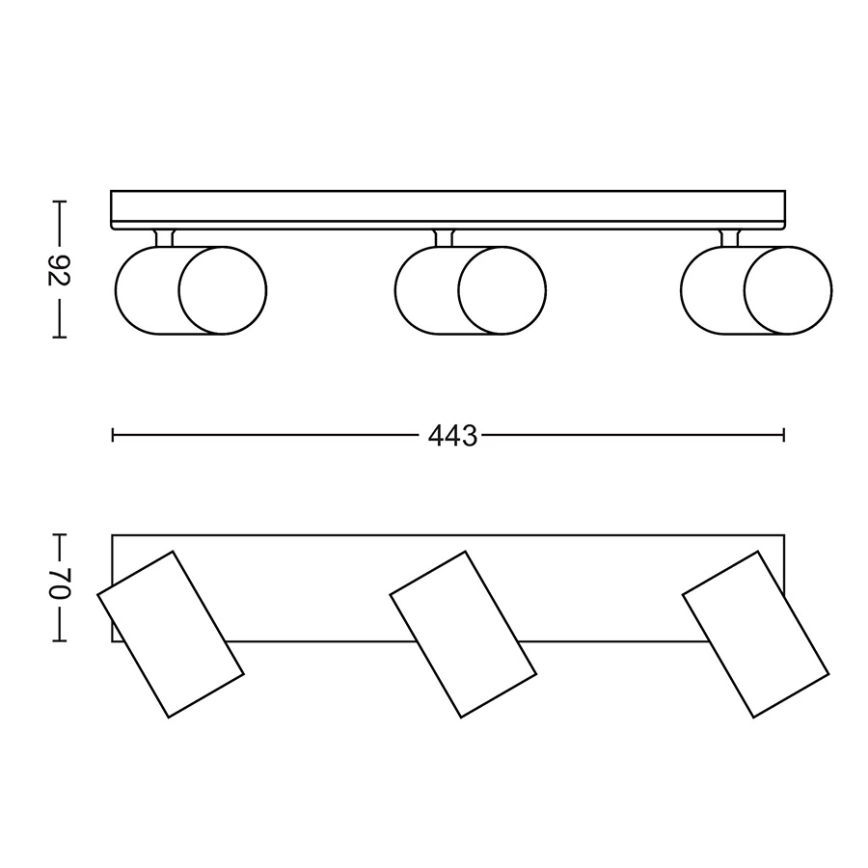 Philips 50593/30/PN - Stropna svjetiljka MYLIVING KOSIPO 3xGU10/10W/230V