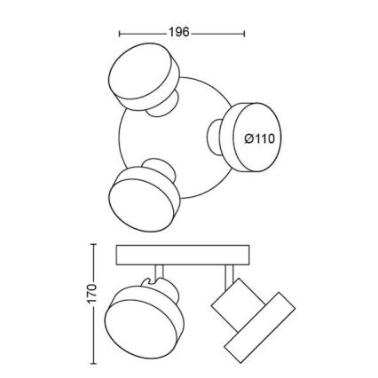 Philips 50603/30/P0 - LED Prigušiva reflektorska svjetiljka BUKKO 3xLED/4,3W/230V