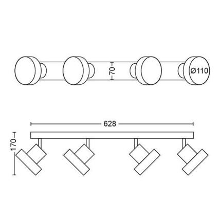 Philips 50604/31/P0 - LED Reflektorska svjetiljka BUKKO 4xLED/4,3W/230V