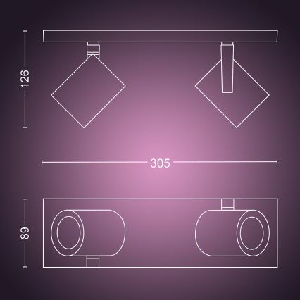 Philips - LED RGBW Prigušiva reflektorska svjetiljka Hue ARGENA 2xGU10/5,7W/230V