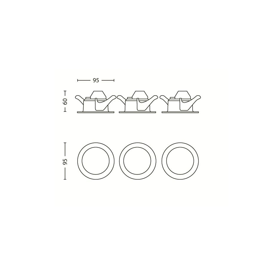 Philips 59100/87/16 - SET 3x LED Reflektorska uvučena svjetiljka MYLIVING SCEPTRUM LED/3W/230V