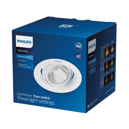 Philips - LED Prigušiva ugradbena svjetiljka SCENE SWITCH 1xLED/3W/230V 2700K