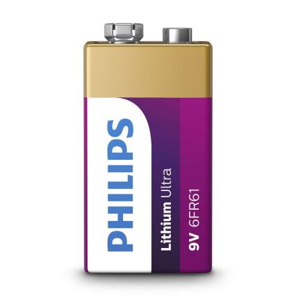Philips 6FR61LB1A/10 - Litijska baterija 6LR61 LITHIUM ULTRA 9V 600mAh