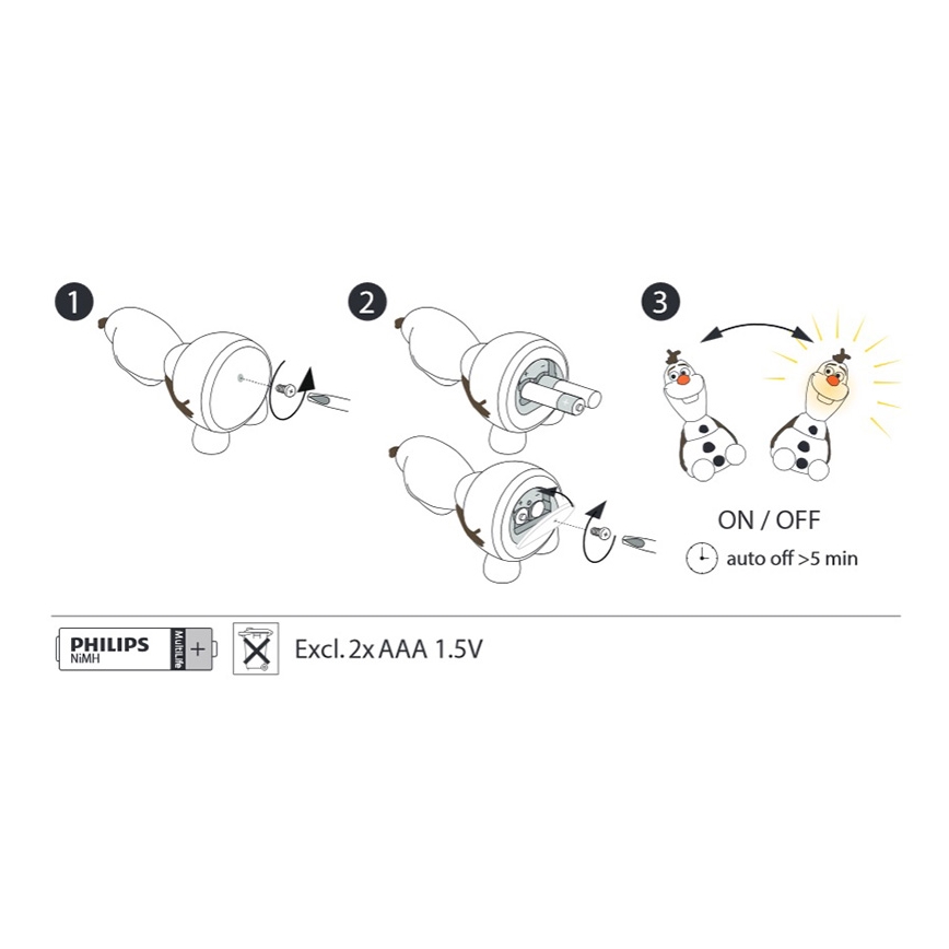 Philips 71768/08/16 - LED dječja lampa DISNEY FROZEN 1xLED/0,3W/3V