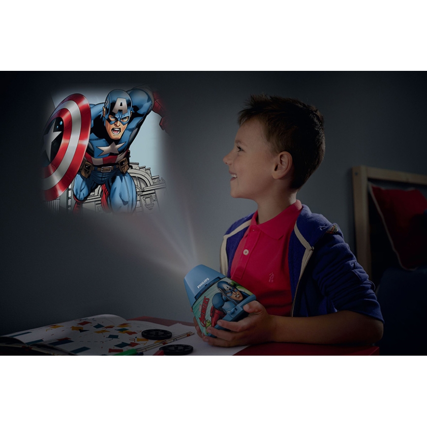 Philips 71769/35/P0 - LED Dječji projektor MARVEL AVENGERS 1xLED/0,1W/3xAA