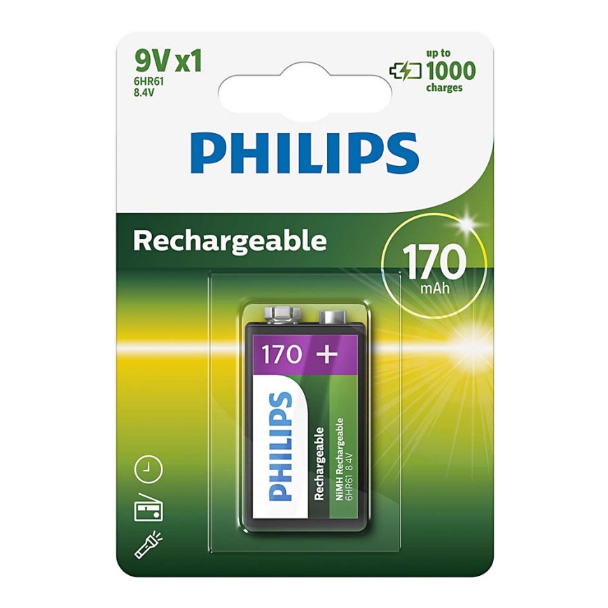 Philips 9VB1A17/10 - Punjiva baterija MULTILIFE NiMH/9V/170 mAh