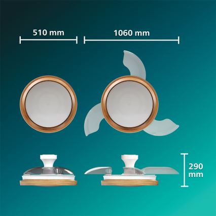 Philips - LED stropno svjetlo s ventilatorom BLISS LED/35W/230V, s mogućnošću prigušivanja, smeđe + daljinski upravljač