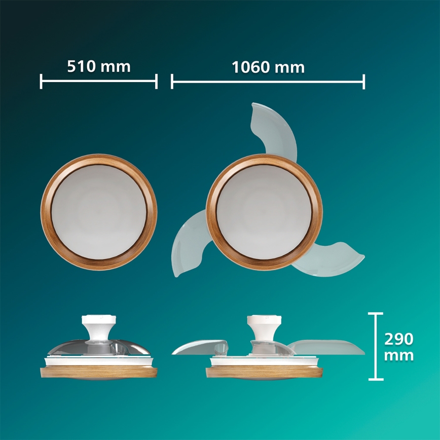 Philips - LED stropno svjetlo s ventilatorom BLISS LED/35W/230V, s mogućnošću prigušivanja, smeđe + daljinski upravljač