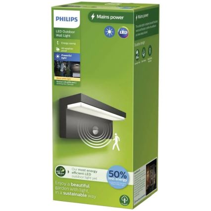 Philips - LED vanjsko zidno svjetlo sa senzorom BUSTAN LED/3,8W/230V 2700K IP44