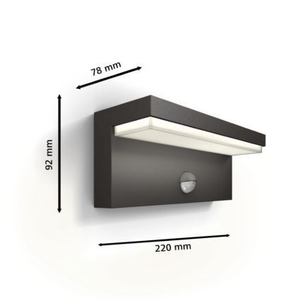 Philips - LED vanjsko zidno svjetlo sa senzorom BUSTAN LED/3,8W/230V 2700K IP44