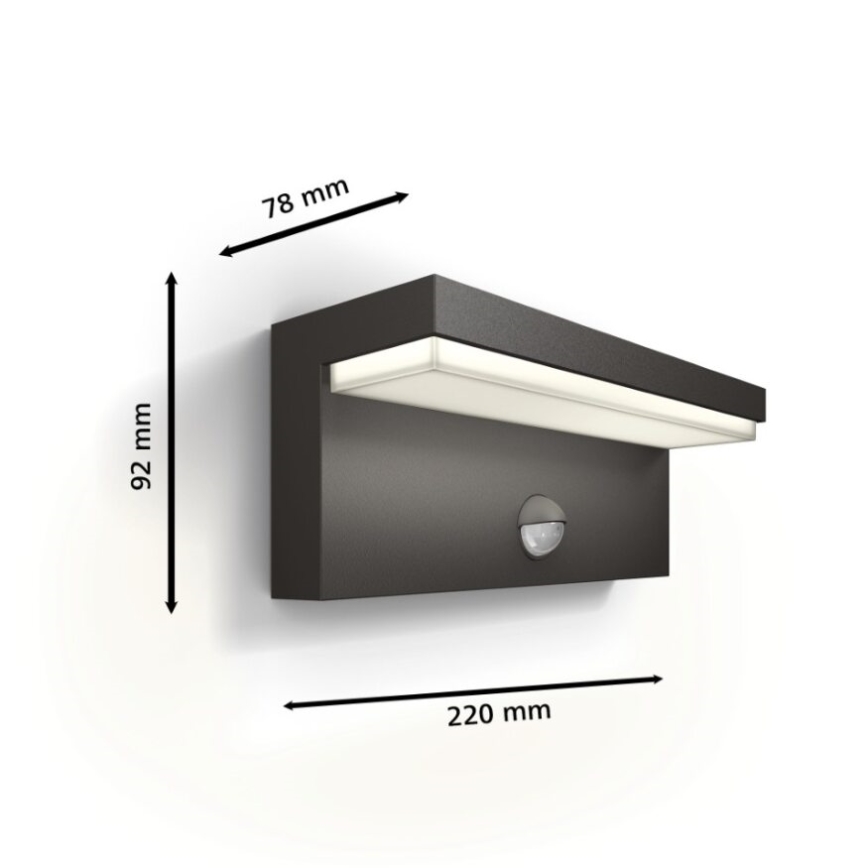 Philips - LED vanjsko zidno svjetlo sa senzorom BUSTAN LED/3,8W/230V 2700K IP44