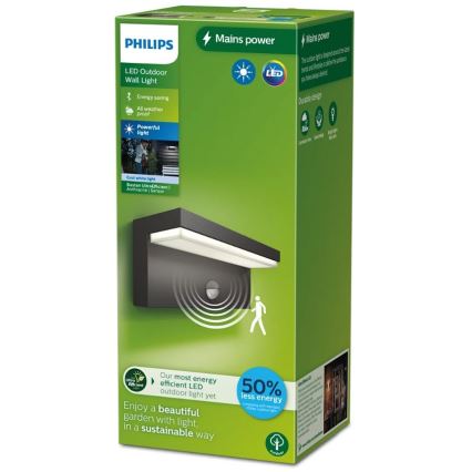 Philips - LED vanjsko zidno svjetlo sa senzorom BUSTAN LED/3,8W/230V 4000K IP44
