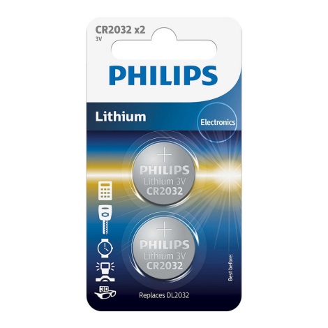 Philips CR2032P2/01B - 2 kmd Litijska gumbasta baterija CR2032 MINICELLS 3V