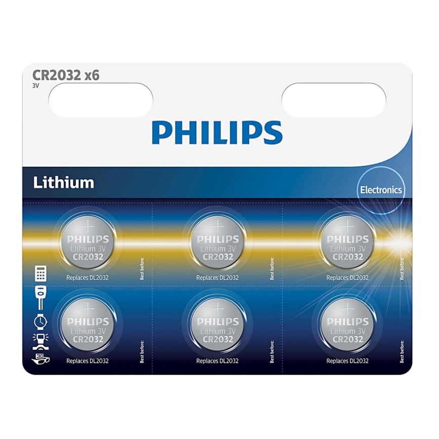 Philips CR2032P6/01B - 6 kom Litijska gumbasta baterija CR2032 MINICELLS 3V 240mAh