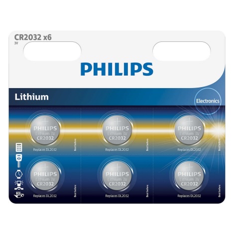 Philips CR2032P6/01B - 6 kom Litijska gumbasta baterija CR2032 MINICELLS 3V