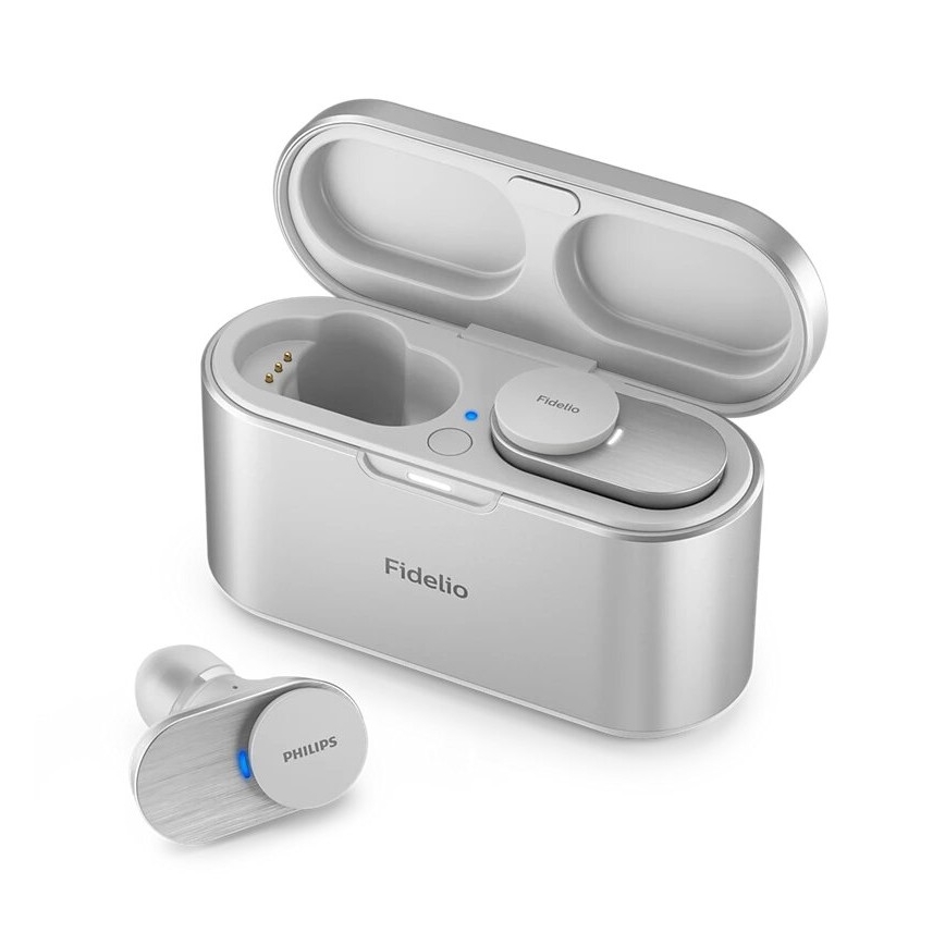 Philips Fidelio T1WT/00 - Bežične slušalice IPX4 2x 60 mAh + 650 mAh srebrna