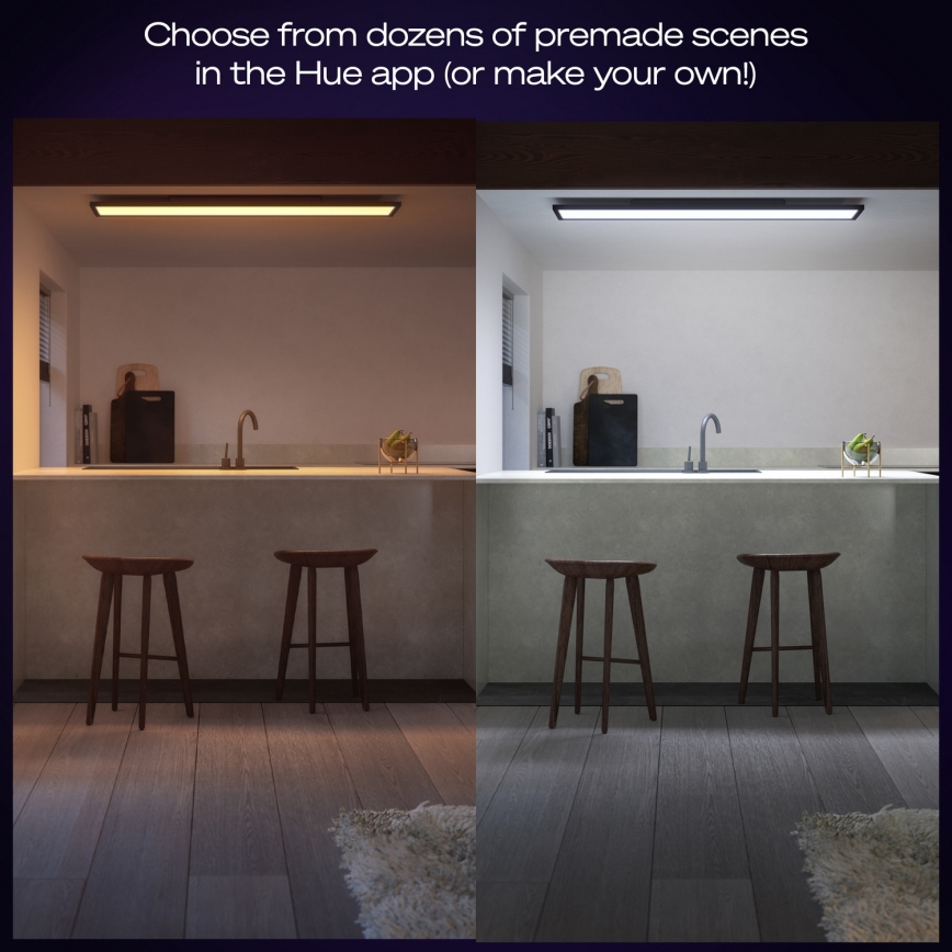 Philips - LED stropna svjetiljka s prigušivanjem Hue AURELLE LED/39W/230V 2200-6500K 120x30 cm crna