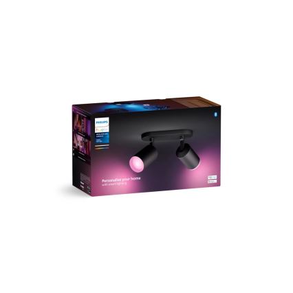Philips - LED RGBW prigušivo ugradbeno svjetlo Hue FUGATO 2xGU10/4,2W/230V 2000-6500K crna