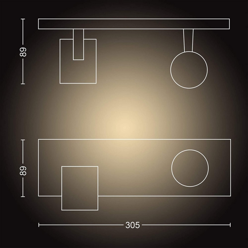 Philips - LED prigušivo reflektorsko svjetlo Hue RUNNER 2xGU10/4,2W/230V 2200-6500K + daljinski upravljač bijela