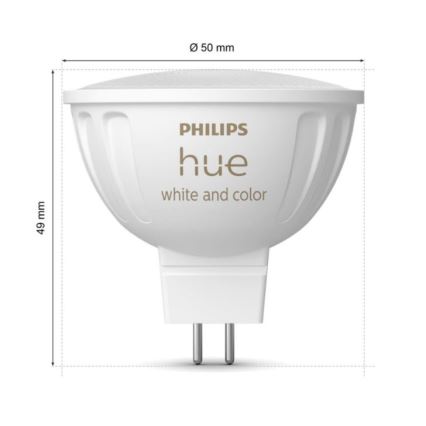 LED RGBW prigušivačka Philips Hue White And Color Ambiance GU5,3/MR16/6,3W/12V 2000-6500K