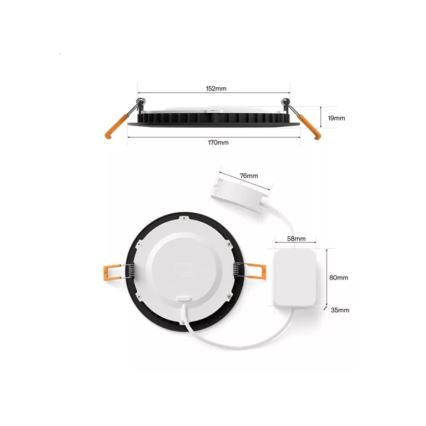 Philips - Set od 2 kom LED RGBW s mogućnošću prigušivanja, kupaonsko stropno ugradno svjetlo Hue SLIM LED/12W/230V 2000-6500K crno IP44