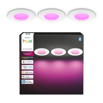 Philips - Komplet 3 kom. LED RGBW prigušivo ugradno stropno svjetlo za kupaonicu Hue SLIM LED/8,3W/230V 1000-20000K bijela P44